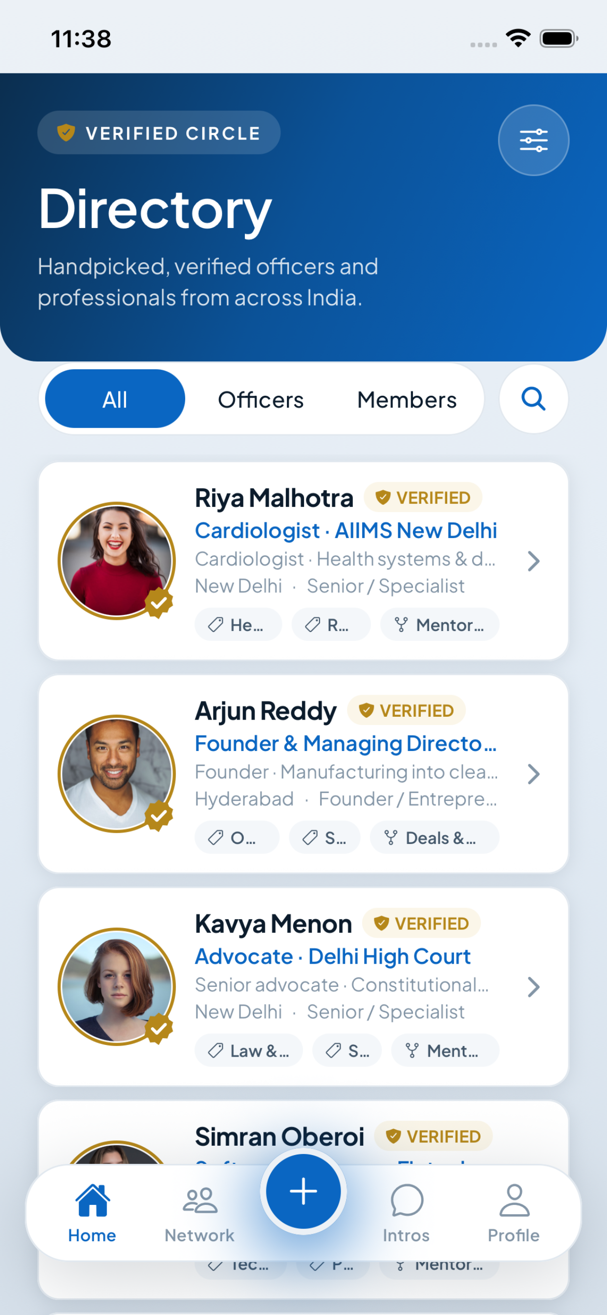 Verified member directory across India