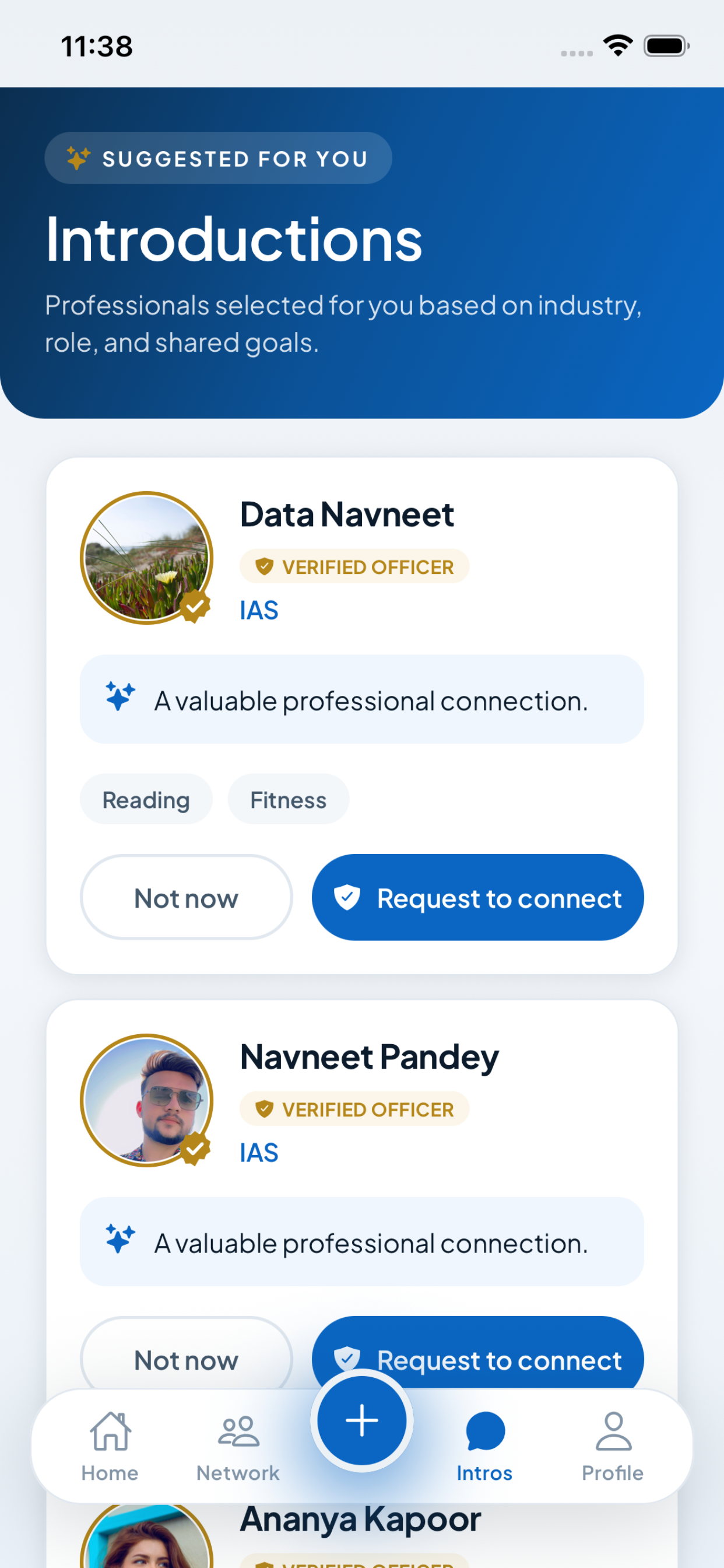 Curated introductions based on industry, role and shared goals